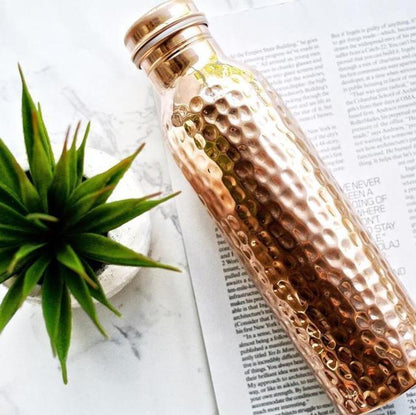 Copper Aura Luxe Hammered Copper Bottle